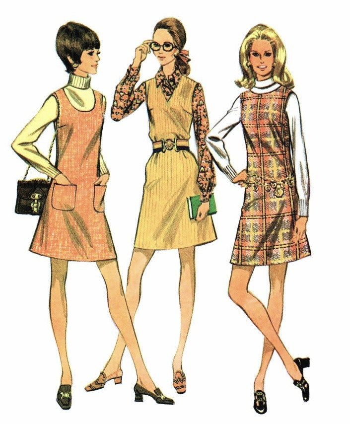 McCalls 2070 RETRO 1960s Mod Jumper Pattern Three Necklines Bust 38 Vintage Sewing Pattern UNCUT