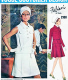 60s FABIANI 2 Pc Dress Pattern VOGUE COUTURIER Design 2180 Pleated Skirt, Loose Fitting Top Patch Pockets Cute 2 Pc Dress Bust 36 Vintage Sewing Pattern