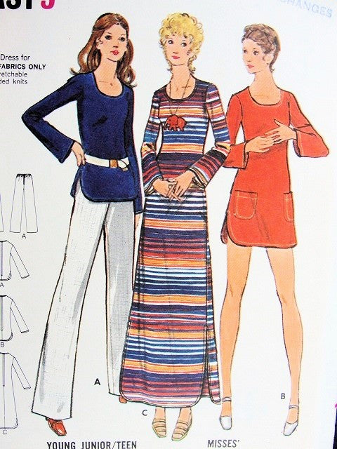 1970s FAB Beach CoverUp Maxi Dress or Tunic Top and Pants Pattern BUTTERICK 6614 Bust 34 Vintage Seventies Sewing Pattern UNCUT