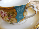 BEAUTIFUL Victorian Teacup and Saucer Lush Pink Roses Cabinet Cup and Saucer Tea Time China Collectible Antique Teacups