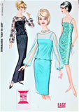 60s CLASSY Evening Sheath Cocktail Dress Pattern McCALLS 7482 Figure Molding Sheath, Sheer Overblouse Bust 36 Vintage Sewing Pattern