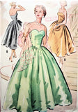 50s BEAUTIFUL Formal Evening Gown Pattern McCALLS 9121 Bombshell Sweetheart Neckline Strapless Ball Gown or Cocktail Party Dress and Stole Bust 30 Vintage Sewing Pattern