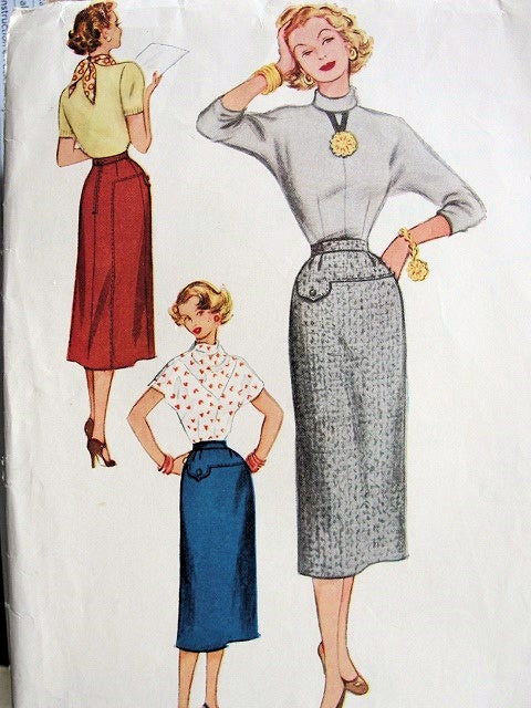 FAB McCalls 9314 Pencil Slim Skirt Pattern,Waist 24 Skirt,Marilyn Monroe Style Skirt,Factory Folded Vintage Sewing Pattern