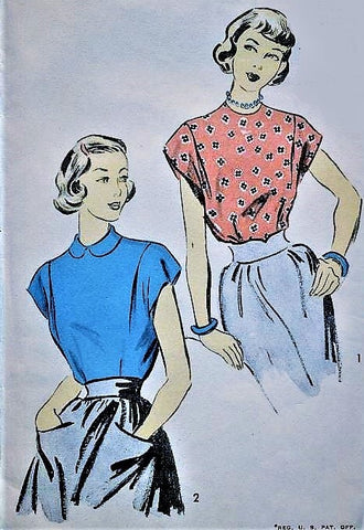1940s PRETTY Blouse Pattern ADVANCE 5911 Two Cute Styles Tuck In Blouses Bust 36 Vintage Sewing Pattern FACTORY FOLDED