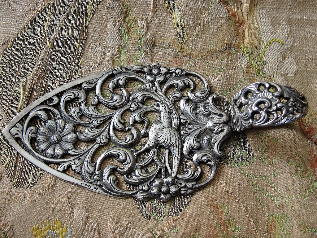 BEAUTIFUL Vintage Silver Ornate Cake Pastry Server,Floral Pattern,Openwork,Filigree Silver,Unique Wedding Gift,Fine Dining,French Chateau Decor,Collectible Silver