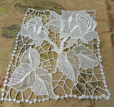 VINTAGE Lace Applique, White Lace Roses, Large Lace Applique, Bridal Lace,Heirloom Sewing, Collectible Vintage Lace