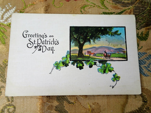 WONDERFUL Antique St Patrick's Day Post Card NEVER used Card, Charming Irish Card,Collectible Vintage Postcards