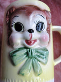 CUTE Miss Priss Style Teddy Bear Mug Cup Lefton Vintage Kitcsch Kitschy Anthropomorphic China Japan Kawaii Collectible
