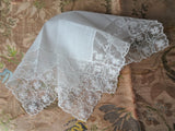 BEAUTIFUL Vintage Lace Hanky,BRIDAL WEDDING Handkerchief,Breathtaking Bridal Hankie,Fancy Wide Tambour Lace,Collectible Lace Hankies