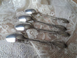 ROMANTIC Set of Silver Demitasse Spoons, Community Silverplate BALLAD Pattern, Set of 4 Boxed Silver Teaspoons, MCM,Collectible Vintage Silver