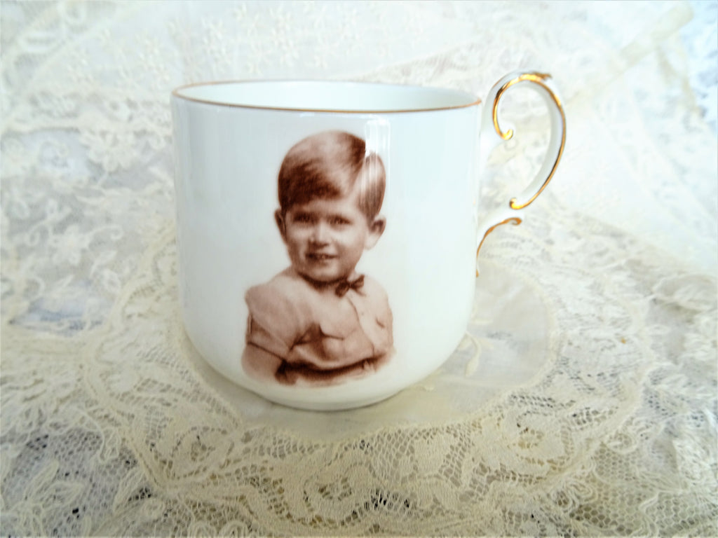 SWEET English Royalty Souvenir, 1953 Prince Charles Mug, Portrait By Marcus Adams, Double Warrant Paragon Bone China, Collectible Royalty