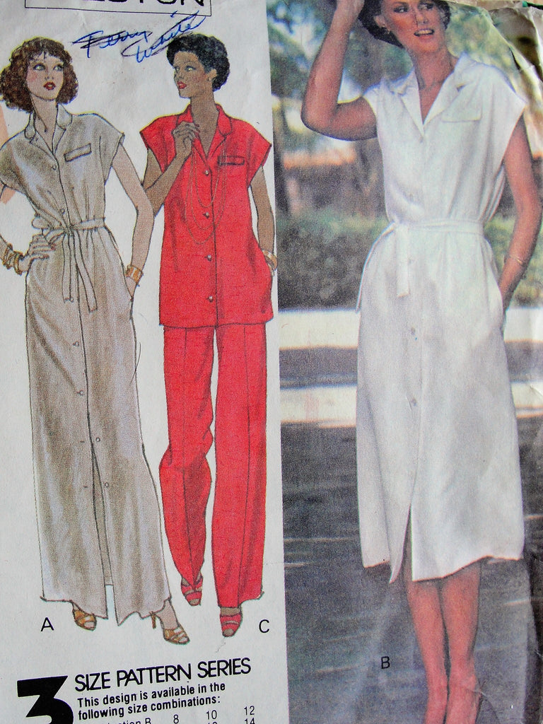 1970s FAB HALSTON Dress or Tunic Top and Pants Pattern McCALLS 6135 Evening Maxi Dress or Daytime Front Button Bust 36-38-40 Vintage Sewing Pattern UNCUT