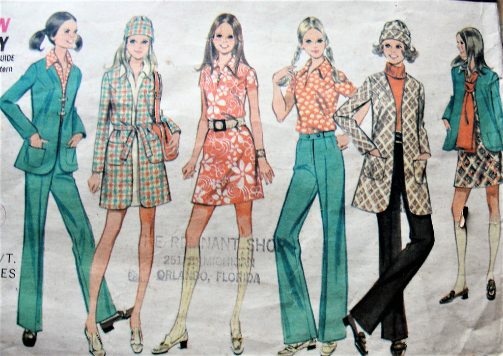 1960s MOD Coordinates Pattern McCALLS 2211 Dress,Blouse,Coat,Jacket,High Waist Pants and Hat Perfect Travel Wardrobe Bust 30.5 Vintage Sewing Pattern