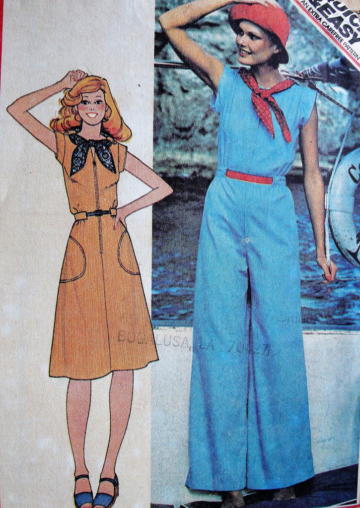 RETRO 70s Vintage Jumpsuit,Dress and Scarf Pattern McCalls 5094 Bust 36 Vintage Sewing Pattern