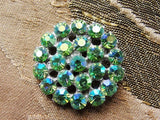 LOVELY Vintage 1950s Sparkling Green Rhinestone Button Collectible or Use In Fine Sewing Project Jewelry Making