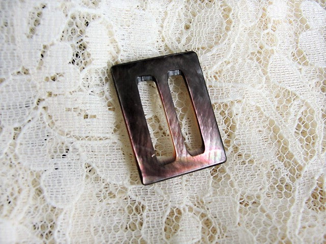 BEAUTIFUL Antique DOLL Size Mother Of Pearl Buckle, Slide, Lustrous Grey Pearl, Perfect For Doll Clothes, Chokers, Heirloom Sewing ,Crafts
