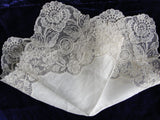 Beautiful Antique Lace Hankie BRIDAL WEDDING HANDKERCHIEF Hanky Fancy Wide Lace Perfect Bride to Be Present