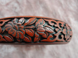 ANTIQUE Hand Carved Cinnabar Bangle Bracelet, Exceptional Detailed Carving, Red Cinnabar,Intricate Carved Design, Lovely To Wear or Display