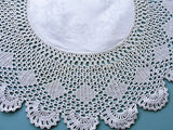 BEAUTIFUL Antique Large Doily Center Piece Intricate Hand Crochet Lace and Pansies Damask Irish Linen Center Fine Vintage Linens