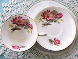 CHARMING Teacup and Saucer Royal Grafton English Bone China Sweet PINK Vintage Cup and Saucer Tea Time China