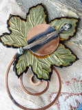 AMAZING Eames Era Matisse Renoir Copper White Enamel Leaf Brooch Pin FAB Vintage Costume Jewelry