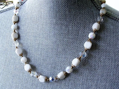 Vintage 50s AMAZING Beaded Cut Crystal Necklace Day or Evening Quality Costume Jewelry