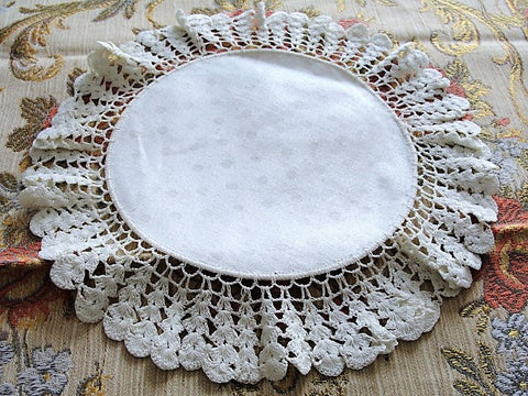 VICTORIAN Doily Very Fine Crochet Intricate Lace Damask Linen Center Just Beautiful Antique Doily Doilies