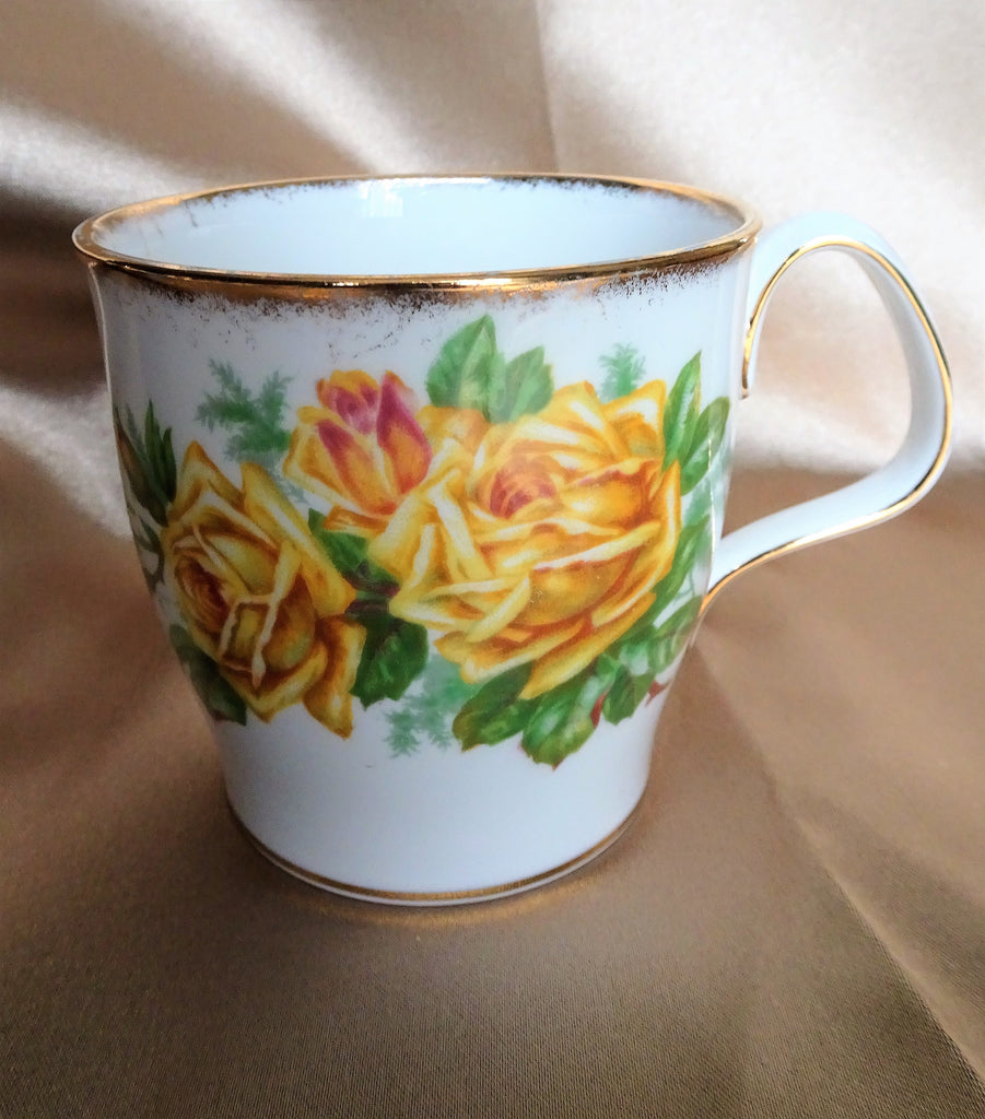 LOVELY English Bone China Mugs, Tea Rose by Royal Albert China, Beautiful Lush Yellow Roses, Coffee or Large Tea Mug, Collectible Vintage China
