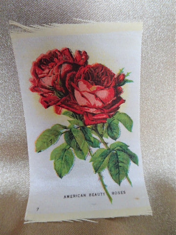 LOVELY Antique Printed Silk Flowers, American Beauty Roses,Floral Silks, Antique Quilt Silks, Craft Silks,For Fine Sewing Quilting Projects or Frame It For Shabby Chic Romantic Cottage Décor