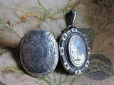 BEAUTIFUL Victorian Large Engraved Sterling Silver English Locket Game of Thrones Castle Lannister Casterly Rock Antique Jewelry