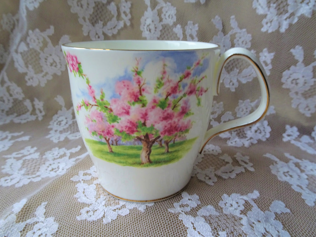 LOVELY English Bone China Mugs, Blossom Time by Royal Albert China, Beautiful Lush Pink Blossoms, Coffee or Large Tea Mug, Collectible Vintage China