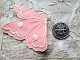 LOVELY Vintage Applique, French Embroidered Pink Butterfly Applique, Heirloom Sewing,Collectible Lace