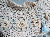 BEAUTIFUL Large Irish Crochet Lace Collar, Very Pale Baby Pink, Lovely Unique Hand Work, Heirloom Sewing, Collectible Vintage Collars