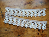 STRIKING Antique French Lace Cuffs, Raised Embroidery Work,Heirloom Sewing, Never Used,Collectible Vintage Lace
