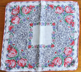 LOVELY Vintage Printed Floral Hanky Handkerchief Pretty To Frame It or Give As a Gift Collectible Printed Hankies