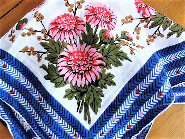 Lovely VINTAGE 50s COLORFUL Printed Hanky Handkerchief Hankie Frame It Give It As a gift Collectible Hankies