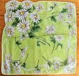 CHEERFUL Daisies Sheer 50s Hanky, Hankie, Handkerchief, Perfect To Frame or Give As Gift Collectible Printed Hankies