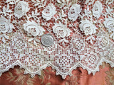 GORGEOUS Vintage FRENCH Fine Lace Trim Flounce,Intricate Pattern For Bridal Dress,Dolls,Flapper Dress,Heirloom Sewing Antique Textiles