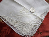 BEAUTIFUL Vintage Swiss Hand Embroidered Hanky,Bridal Handkerchief,White Work Hankie,Never Used,Collectible Vintage Hankies