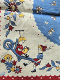 ADORABLE Vintage Hanky, Childrens Handkerchief, Children Gardening Theme, Boy Hanky,Girl Hankie,Printed Colorful Hankies, Great To Frame