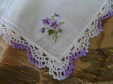 LOVELY Floral Embroidered Hankie,Vintage Handkerchief,Pansy Embroidery,Wedding Bridal Hanky Gifts,Collectible Hankies