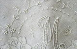 Breathtaking Vintage Madeira Monogram M BRIDAL WEDDING HANDKERCHIEF Heavily Encrusted Embroidery Work Hankie Bridal Hanky Vintage Hankies