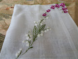 RESERVED BEAUTIFUL Vintage Swiss Hand Embroidered Hanky, Pansies and Lily of Valley,Bridal Handkerchief,Hankie,Never Used,Collectible Vintage Hankies