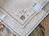 Elegant Tea Time Vintage Art Deco 1920s Italian Linen Napkins Set Natural Linen Ecru Embroidered Luxury Table Linens Gatsby Era Never Used!