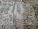 BEAUTIFUL French Art Deco Silk Hanky With Gorgeous Lace,, Suitable to Frame, Flapper Era Hankie,Lovely Vintage Handkerchief, Collectible Vintage Hankies