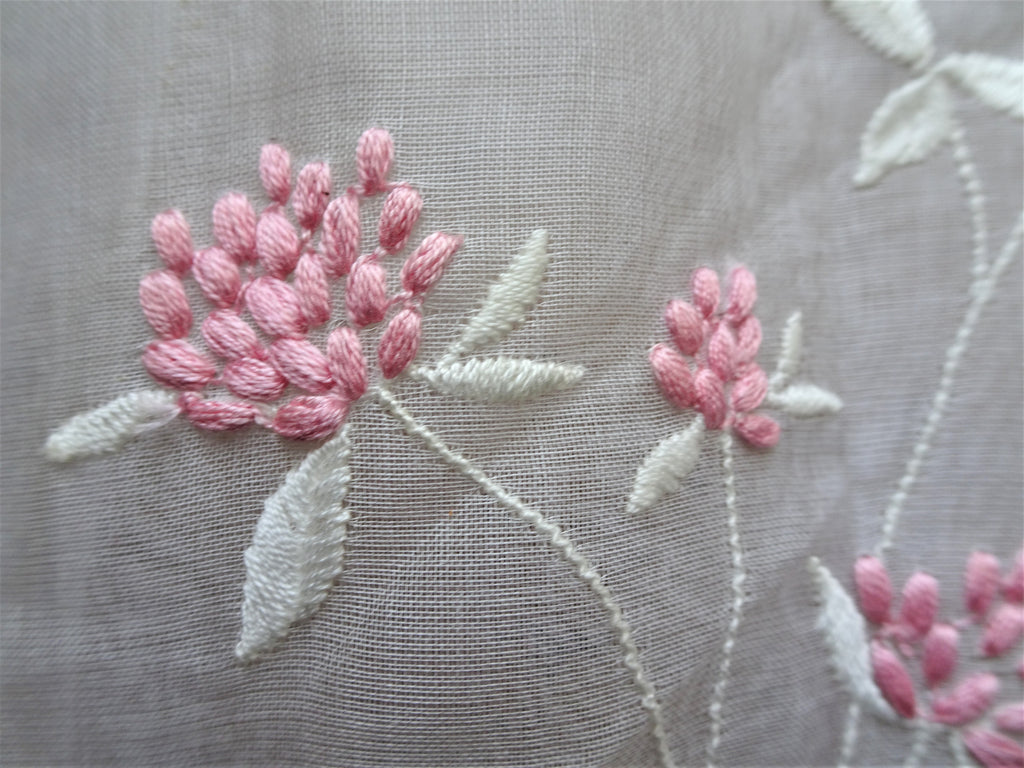 DREAMY Antique Organdy Fabric,Salesmans Sample,Pink Floral Embroidered on Organza ,For Heirloom Sewing, Fine Craft Projects,Collectible Vintage Fabrics