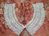 BEAUTIFUL Victorian French Netted Lace Small Collar, Embroidered Netted Lace,Perfect For Dolls,Bridal Dress,Fine Heirloom Sewing, Collectible Antique Lace