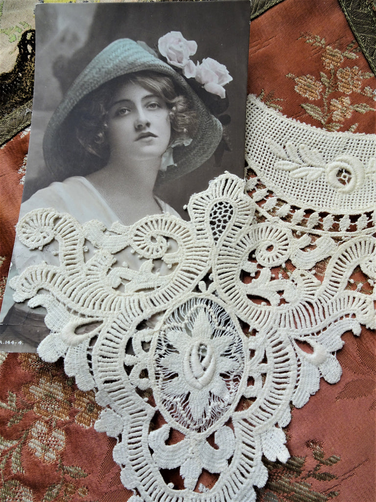RESERVED UNIQUE Antique Collar, Intricate French Lace Collar Applique, Beautiful Design,Collectible Vintage Collars