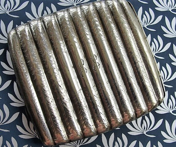 ANTIQUE Elegant Edwardian Cigarette Case English Hallmarked Gentlemens Engraved Silver Cigar Case Shaped Perfect For Cigarillos Etc Collectible Antique Silver