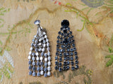 GLAMOROUS Vintage Long Drop Earrings,Blue Sapphire Glass Rhinestones,Signed Vintage Jewelry,Dangling Earrings,Collectible Vintage Jewelry